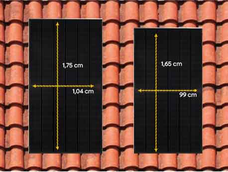 Twee verschillende soorten afmetingen van zonnepanelen
